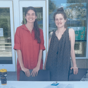 Attorneys Molly Jane Thomas and Julia Popkin from Community Legal Aid were at the Holyoke Library Summer Reading Kick-off to give information about their organization.